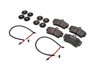 Kit pastiglie freno ANTERIORI, sensori e spessori. Porsche 928 GTS 1992-95 Brembo - 92835194903, 92861236601, 96535109600, 96435109601, 99335194904, 99335194900