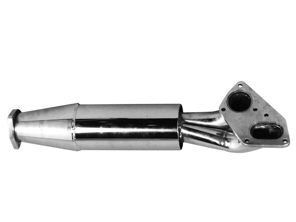 Auspuff-Vorschalldämpfer. Aus poliertem Edelstahl. PORSCHE 911 1974-89 mit TÜV/EWG-Gutachten - 92.100, 92.100S, 93011118301, 93011118303, 1620500200, 1620500300 - 92.100S, 1620500300