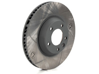 Slotted brake disc rotor, Front. Porsche Cayenne 955 / 957 / 958 (OE No 95535140151 & 95535140251) - 909351C, 909350C, 95535140151, 95535140251
