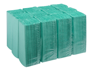 1 ply green C-fold paper hand towels - 12 packs of 240 sheets - CGT28801, BDP00183