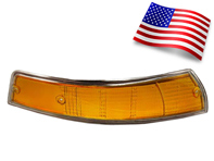 Indicator lens Front, with CHROME Rim. Porsche 911/912 1969-71 USA - 90163190305, 90163190405, 14961S, 14961D, 14961, 14961/D, 14961/S