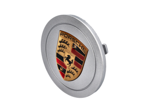 Enjoliveur de roue avec écusson en couleur, argent. Porsche 993 - 9933613030761M