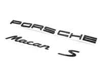 'PORSCHE Macan S' Rear badge, in Black (high-gloss). Porsche Macan - 95B04480281041, 95B04480281