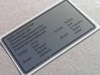 Tyre pressure decal. Porsche 911 (964) / 944 - 96470128700