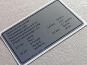 Tyre pressure decal. Porsche 911 (964) / 944 - 96470128700