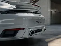 Sportauspuffanlage, mit Endrohren in Silber. Porsche 992 Turbo / Turbo S - 992044221