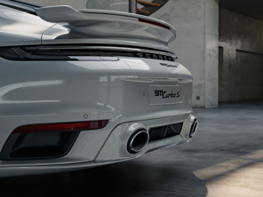 Système d'échappement sport, avec sorties d'échappement en argent. Porsche 992 Turbo / Turbo S - 992044221