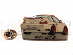 Pin Badge 'Porsche 911 GT2' White