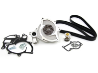 Kit pompa acqua con cinghia e termostato. Porsche Boxster 986 / 996 (non Turbo) - 99610601155, 996.106.11.55, 99610601156, 99610601157, 99610215165, 99610632650, 99610601360, 99610601151, 99610601153, 99610601154, 99610601361