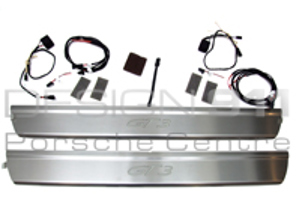 Seitenschwellerleisten Edelstahl beleuchtet. Porsche 997 GT3