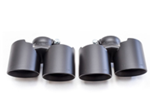 Escape Deluxe Quad-Style Tail Pipes, en acabado Satin Black. Porsche 997.2 Carrera - 99711115130, 99711135130, 99711198330, 99711199130, 99711135230, 99711198430, 99711199231, 99711199240, 99711199140, 99711115230
