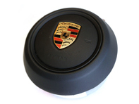 Unité d'airbag en cuir noir pour le volant. Porsche 992.1 - 992880201DTRP, 992880201CTRP, 992880201D, 992880201C