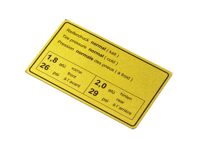 Sticker Tyre Pressure Normal. Porsche 911 65-72 / 914 - 90100650500