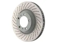 Brake disc rotor, Front, drilled-dimpled monoblock, 350x 34mm. Porsche 997 TURBO - 99735140501, 99735140601, 99735140500, 99735140502, 99735140600, 99735140602 - PFL30904, PFR31004