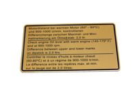 Adhesivo de nivel de aceite del motor. Porsche 911 1973 - 91100650400 - 91100650400