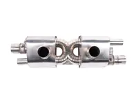 Titanium sports exhaust rear silencer valved from Rennline. Porsche 991.2 with centre exhaust - 9P251053B, 9P251053D - EX32 BLACK, EX32 SILVER, EX32