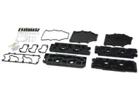 Nockenwellen- und Kettengehäusedeckel-Set aus schwarzem Aluminium. Porsche 964 - 96410510701, 96410510801, 96410511601, 96410511602, 96410511603, 96410511604, 96410511605, 96410511606, 96410590200, 96410511503