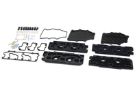 Camshaft and chain housing cover set in black aluminium. Porsche 964 - 96410510701, 96410510801, 96410511601, 96410511602, 96410511603, 96410511604, 96410511605, 96410511606, 96410590200, 96410511503