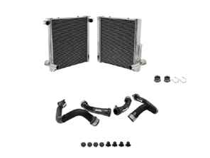 Radiateur en aluminium pour liquide de refroidissement et durites (lot de 2). Porsche 718 Boxster / 718 Cayman - 9P1121251, 9P1121252 - 7086, 7087