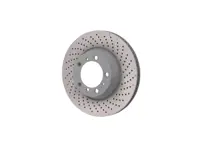 Brake disc rotor Rear, drilled-dimpled monoblock, 330x28mm. Porsche 996 / 997 / 991 (OE No 99635240502 and 99635240602) - 99635240501, 99635240502, 99635240601, 99635240602 - PRL31124, PRR31224