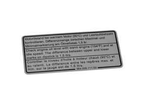 Étiquette de niveau d'huile moteur, argentée. Porsche 964 / 993 - 96400611100 - PAKMO