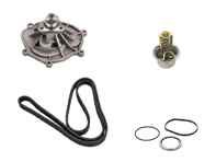 Water pump, belt & thermostat kit. Porsche 987.2 Boxster 987.2 / Cayman / 997.2 C2 / 997.2 C4 (non Turbo) - 0PB121035A, 9A110622503, 9A110221601, 9A110604802, 9A110604801, 9A110604800, 9A110630500, 99970762540, PAF008955A, 9A110655800, 0PB121688A