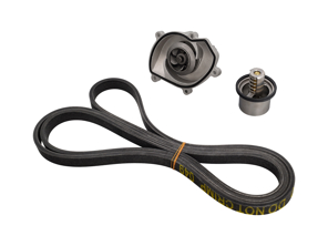 Water pump, belt & thermostat insert kit Porsche 957 Cayenne S / GTS / turbo - 94810603301, 94810612500, 94810612501, 7PP903137, 95510225100
