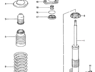Supporting Top Mount Upper and Lower Kit. Porsche 993 RS - 96434318680, 96434318880, 96434318282, 99334301780, 99334301880, 99334308180, 99334308280, 96434318281, 90038000801, 90091009402, 96433346980, 99334151180