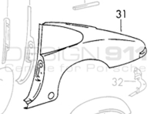 1/4-Panel-Coupé hinten. Porsche 911 CarreraRS 2.7L - 91150304501GRV, 91150304601GRV