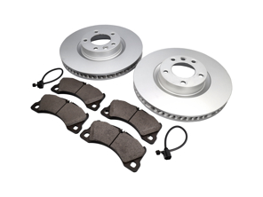 Front brake pads and brake disc package. Porsche Cayenne 958 - 95835140301, 95835140401, PAA698151, 95835193900, 95861236500, PAA698151BRE, 97035195901, PAF004571
