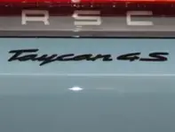 Rear badge TAYCAN 4S, in Black (high-gloss). Porsche Taycan 4S - 9J104480007041, 9J104480007