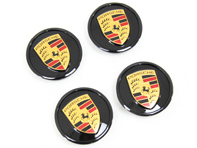 Wieldoppen zwart hoogglans met gekleurd Porsche embleem voor Porsche Taycan / Panamera - 9J1073002