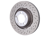 Brake disc rotor Rear, Light Weight drilled-dimpled, 380x30mm. Porsche 991 GT3 - 99135240780, 99135240880 - PRL41587, PRR41687