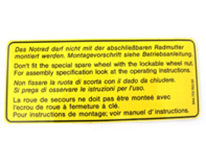 Adhesivo de rueda de emergencia. Porsche 911 / 944 - 94470119300