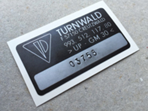Autocollant de becquet arrière Turnwald. Porsche 993 GT2 (1995 – 1998) - 99351211780