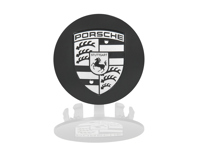 Wieldop met monochroom Porsche Crest-logo, matzwart. Porsche 955 / 957 Cayenne - 9P1601147JE1