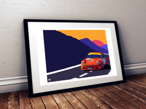 Porsche 934 Turbo RSR Jägermeister-Poster im schwarzen Rahmen
