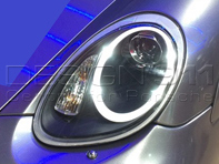HEADLAMP PROJECTOR HALOGEN + AURORA LIGHT Porsche 987 05-08 BLACK LENS RHD - 99763115713, 99763115813