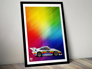 Poster Porsche 935 Apple livery Le Mans con cornice nera