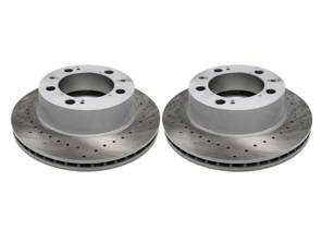 Brake Disc Rotor Front, Crossdrilled (PAIR). Porsche Boxster 986 - 98635140105, 98635140104 - 986 351 401 05 rd