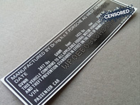 Door Jam VIN-nummer sticker. Porsche 911 1986 - 91170111229