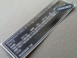 Door Jam VIN Number Decal. Porsche 911 1986 - 91170111229