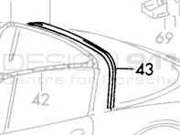 Targa Soft Window Rear Bar Seal. Porsche 911/912 65-71 - 90156591440