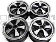 Ruedas de aleación estilo 548A Fuchs Style de 15 'RSR BLACK & CHROME 7.0J y 8.0J para Porsche Car - 91136102041, 91136102042