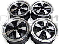 15' Style 548A Fuchs Style Alloy Wheels RSR BLACK & CHROME 7.0J and 8.0J For Porsche Car - 91136102041, 91136102042