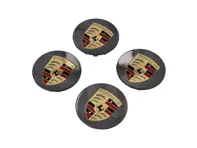 Wheel caps in Grey with coloured crest for Porsche 911 / Cayenne / Panamera / Boxster / Cayman  (Set of 4) - 00004460705, 97004460012, 00004460604