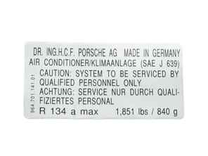 Autocollant pour climatiseur. Porsche 964 (USA) - 96470114101 - PAKK1