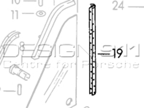Vordere 1/4-Glas-Vertikaldichtung. Porsche 356 - 64454293302, 356099/001, 356099-001