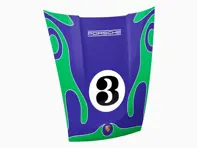 Décoration murale pour capot de voiture 911 – Martini Racing psychédélique