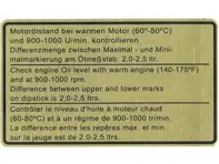 Aufkleber Motorölstand. Porsche 911 / 930 1969 - 1977 - 91100650401 - 1601500206